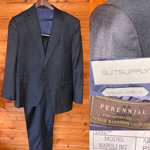 $499 Suitsupply Napoli FULL SUIT 100% wool VBC men’s 44S. 40x29 pants